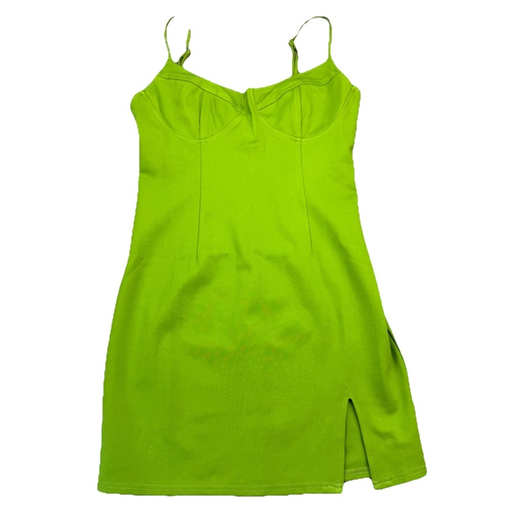 Sky to Moon Sage Pistachio Green Bustier Mini Dress Slit Womens M Rayon Blend